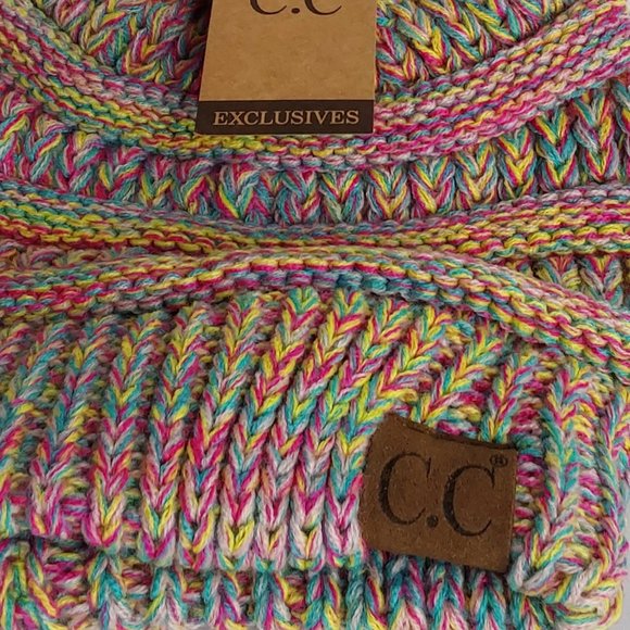 C.C BEANIE HAT VARIEGATED STRIPE MULTI ADULT - Picture 5 of 13